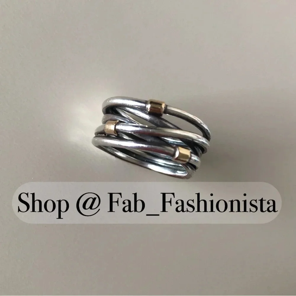 Pandora 14k gold and sterling silver ring retired size 58